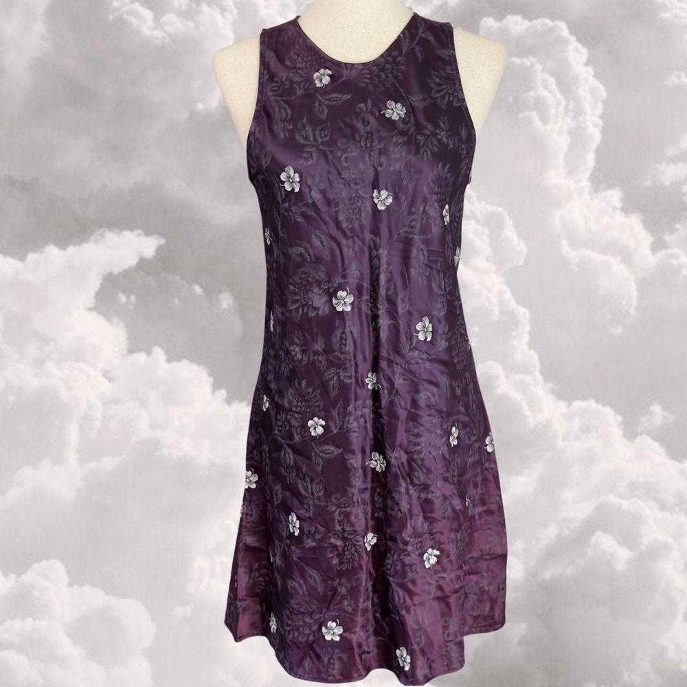 Vintage floral purple 90s retro whimsy grunge mini dress